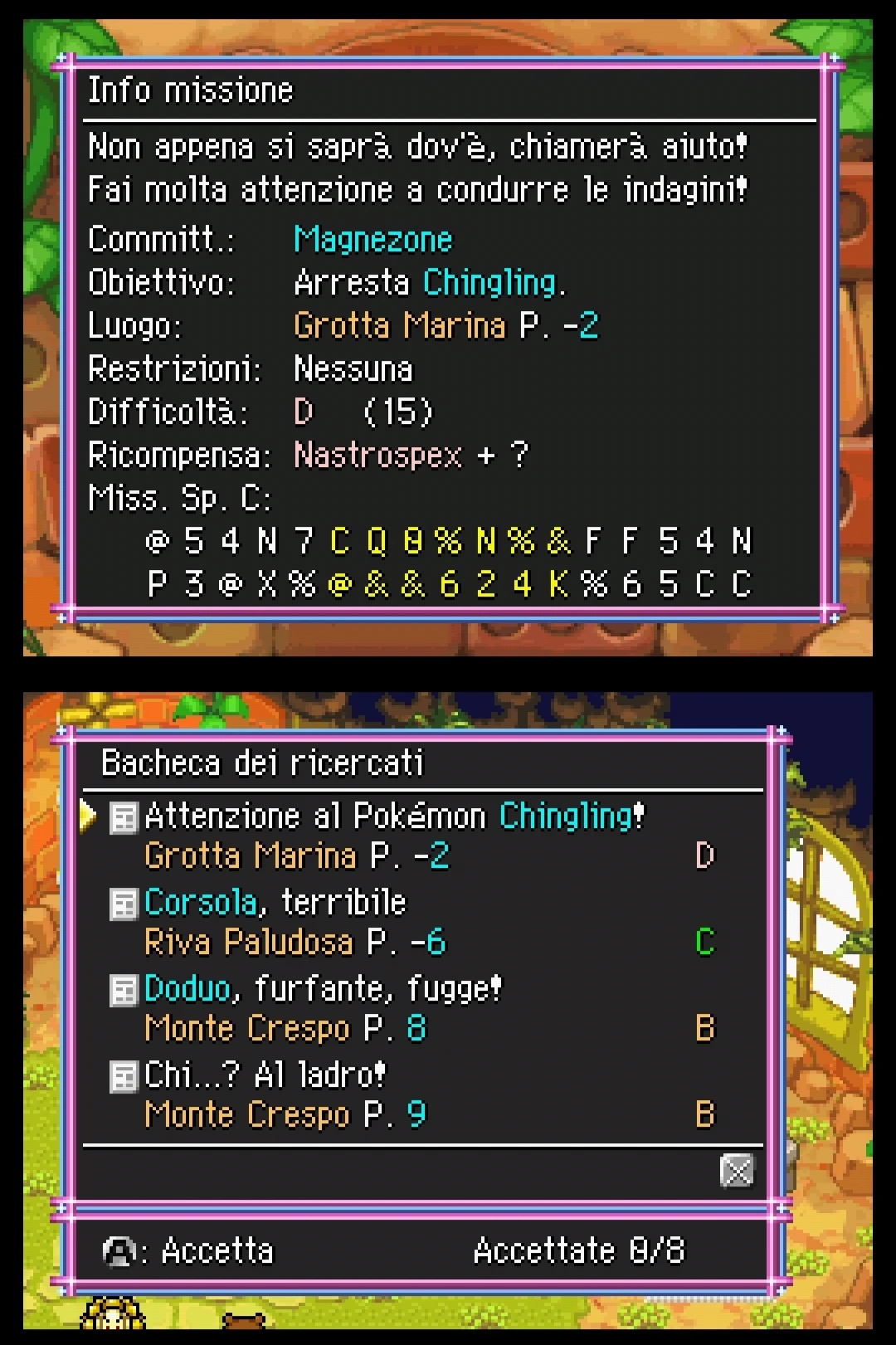 Bacheca dei ricercati
4 missioni, di rango D, C, B, B