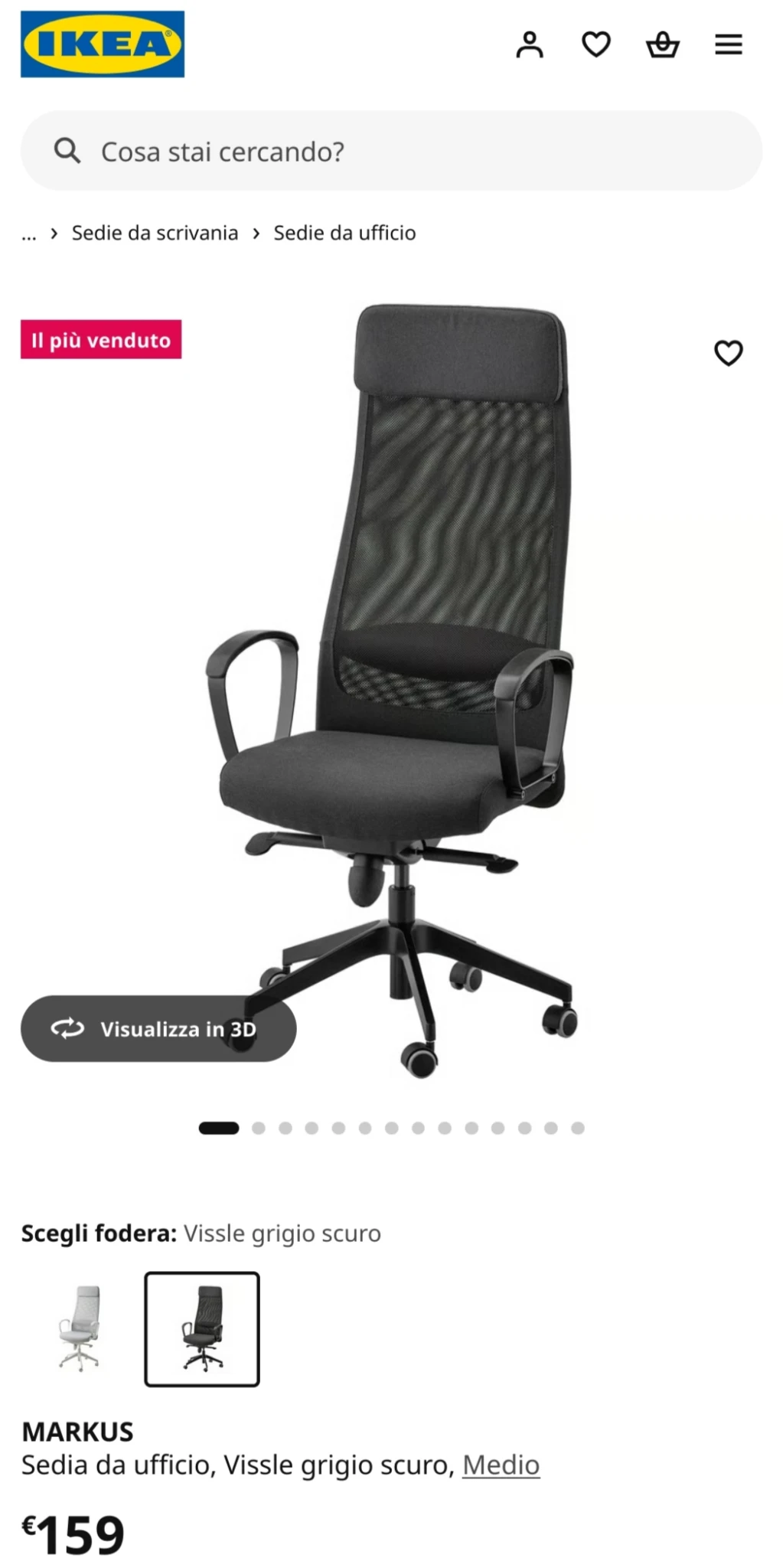 L’immediato compramento della nuova sedia svedese per rimpiazzare la vecchia merdifera